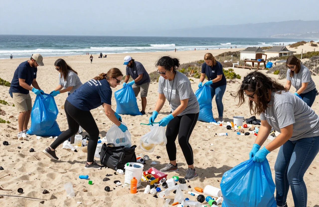 Volunteers caring for a coastal beach